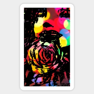 woman with rose bokeh design Sticker